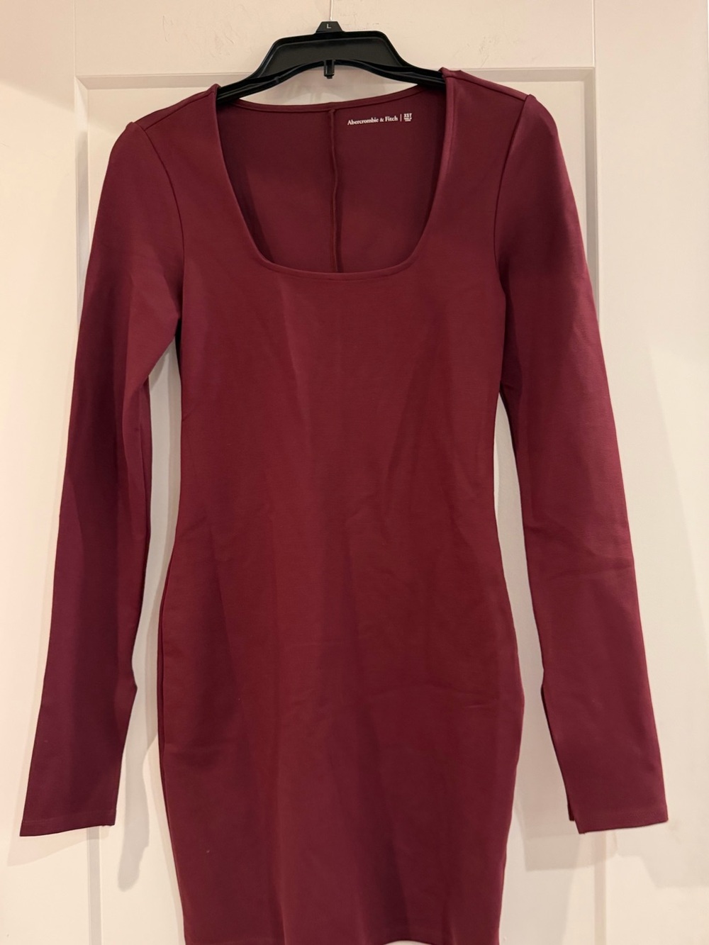 NWT Abercrombie & Fitch Women's Long-Sleeve Burgundy Scoop Neck mini dress